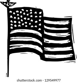 Black and white vector illustration of the flag of the United Stated of America