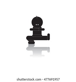 Black and white vector illustration in flat design of Ukrainian Cossack dancing