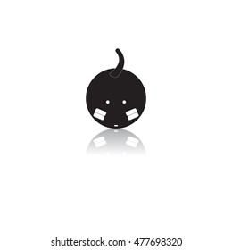 Black and white vector illustration in flat style of Ukrainian Cossack head