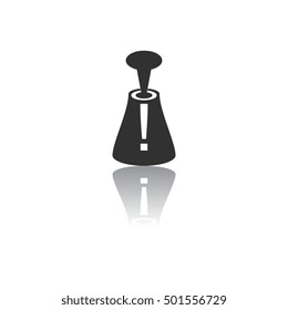 Black and white Vector illustration in flat design of volcano explosion and exclamation mark