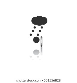 Black and white Vector illustration in flat design of hail and ruler