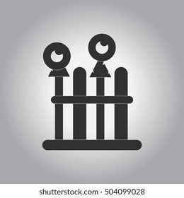 black and white Vector illustration in flat design Halloween icon eyes on fence