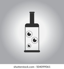 black and white Vector illustration in flat design Halloween icon bottle with potion