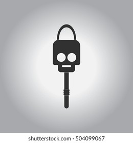black and white Vector illustration in flat design Halloween icon torch and skull