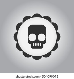 black and white Vector illustration in flat design Halloween icon coaster with skull