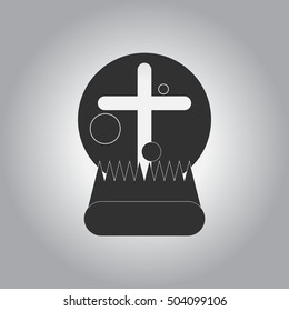 black and white Vector illustration in flat design Halloween icon moon and cross