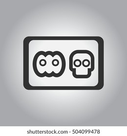 black and white Vector illustration in flat design Halloween icon cookie