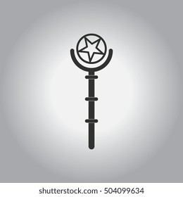 black and white Vector illustration in flat design Halloween icon Magic wand