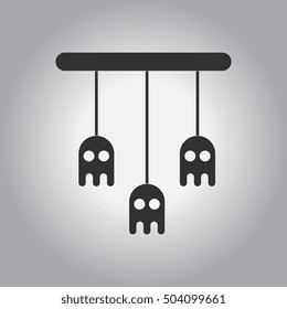 black and white Vector illustration in flat design Halloween icon ghost toy decoration