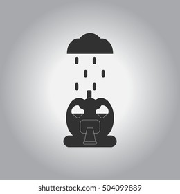 black and white Vector illustration in flat design Halloween icon pumpkin and raining cloud