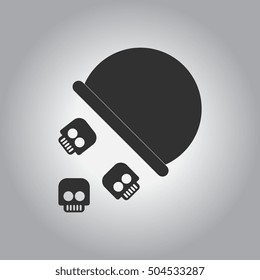 Black and white Vector illustration in flat design Halloween icon ladle and skulls