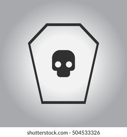 Black and white Vector illustration in flat design Halloween icon grave monument and skull