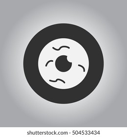 Black and white Vector illustration in flat design Halloween icon eyeball