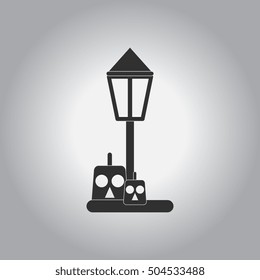 Black and white Vector illustration in flat design Halloween icon pumpkin and lamp