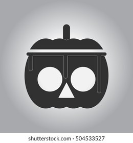 Black and white Vector illustration in flat design Halloween icon bloody pumpkin