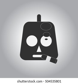 Black and white Vector illustration in flat design Halloween icon pumpkin and cigar