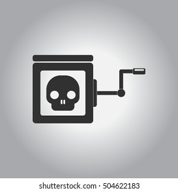 Black and white Vector illustration in flat design Halloween icon skull in toy box