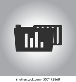 black and white Vector illustration in flat design of file and folder