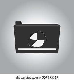 black and white Vector illustration in flat design of Business pie chart on folder