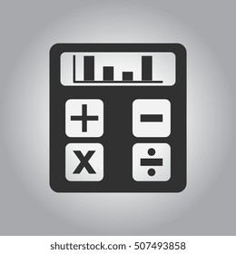 black and white Vector illustration in flat design of calculator