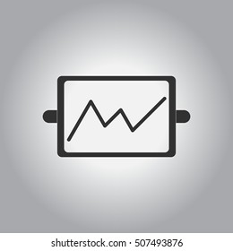 black and white Vector illustration in flat design of whiteboard with progress statistics
