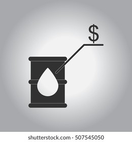 black and white Vector illustration in flat design of oil barrel world price