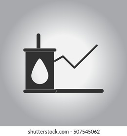 black and white Vector illustration in flat design of oil world price progress statistic