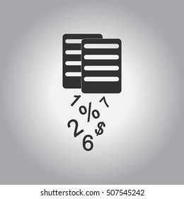 black and white Vector illustration in flat design of documents and numbers