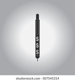 black and white Vector illustration in flat design of pen and dollar emblem