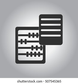 black and white Vector illustration in flat design of abacus and blank