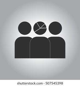 black and white Vector illustration in flat design of Business pie chart and mens silhouette