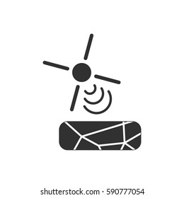black and white Vector illustration in flat design of cracked earth and hot sun