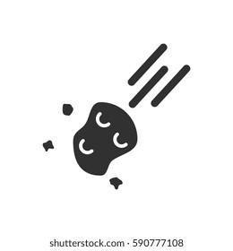 black and white Vector illustration in flat design of space meteorite