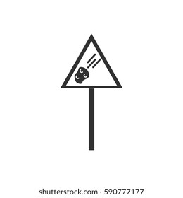 black and white Vector illustration in flat design of space meteorite sign