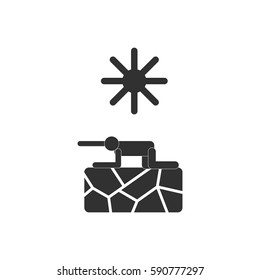 black and white Vector illustration in flat design of drought and thirsty man