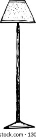 Black and white vector illustration of floor lamp