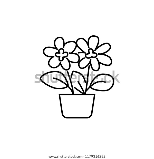 Black White Vector Illustration Flowering Plant Stock Vector