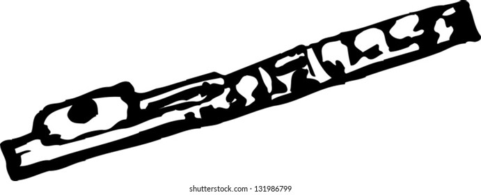 Black and white vector illustration of flute