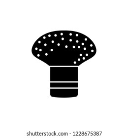 Black & white vector illustration of foam sponge with handle. Flat icon of brush for absorption paint, stain, varnish in decoupage, scrapbook projects. Isolated object on white background