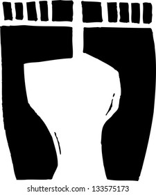 Black and white vector illustration of foot prints