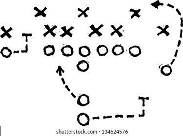 Black and white vector illustration of Football Play