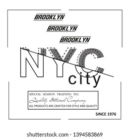 Black white vector illustration in the form of the message: NYC city.  Typography, t-shirt graphics, print, poster, banner, slogan, flyer, postcard