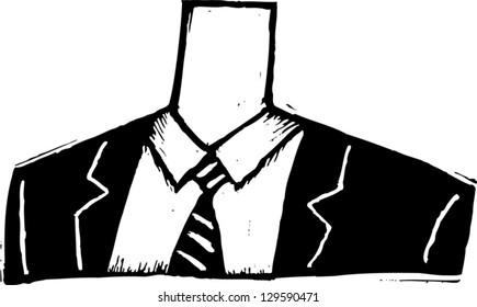 Black and white vector illustration of formal male bust