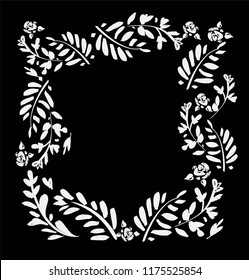 black and white vector illustration frame. decorative flowers design elements