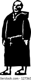 Black And White Vector Illustration Of Friar