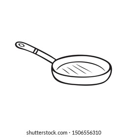 Black and white vector illustration of frying pan