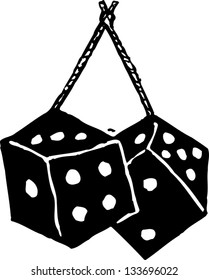 Black And White Vector Illustration Of Fuzzy Dice