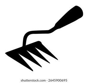 Black and white vector illustration of Garden Rake.
