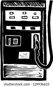 Black and white vector illustration of gas pump