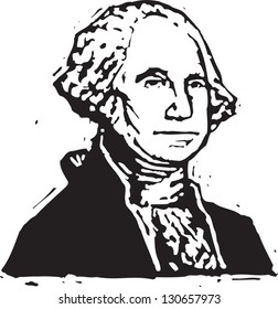 Black and white vector illustration of George Washington